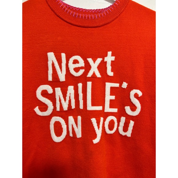 Kerri Rosenthal Orange Next SMILE ON‎ YOU Smiley Sun Knit Sweater Top Size S - Picture 11 of 16